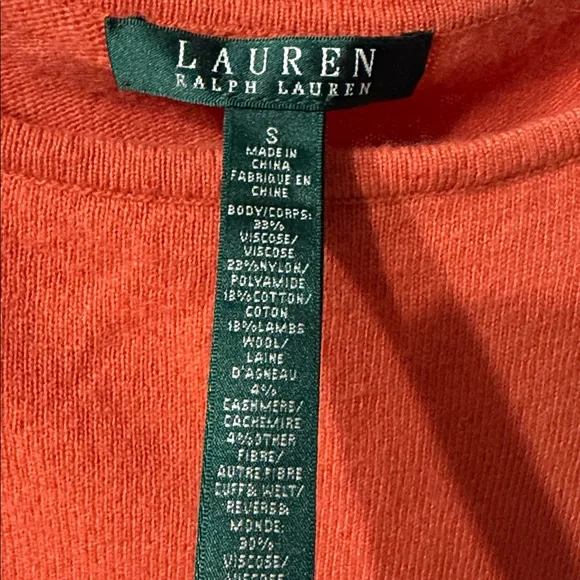 Lauren by Ralph Lauren, orange, boatneck sweater, women’s size small - Picture 3 of 7